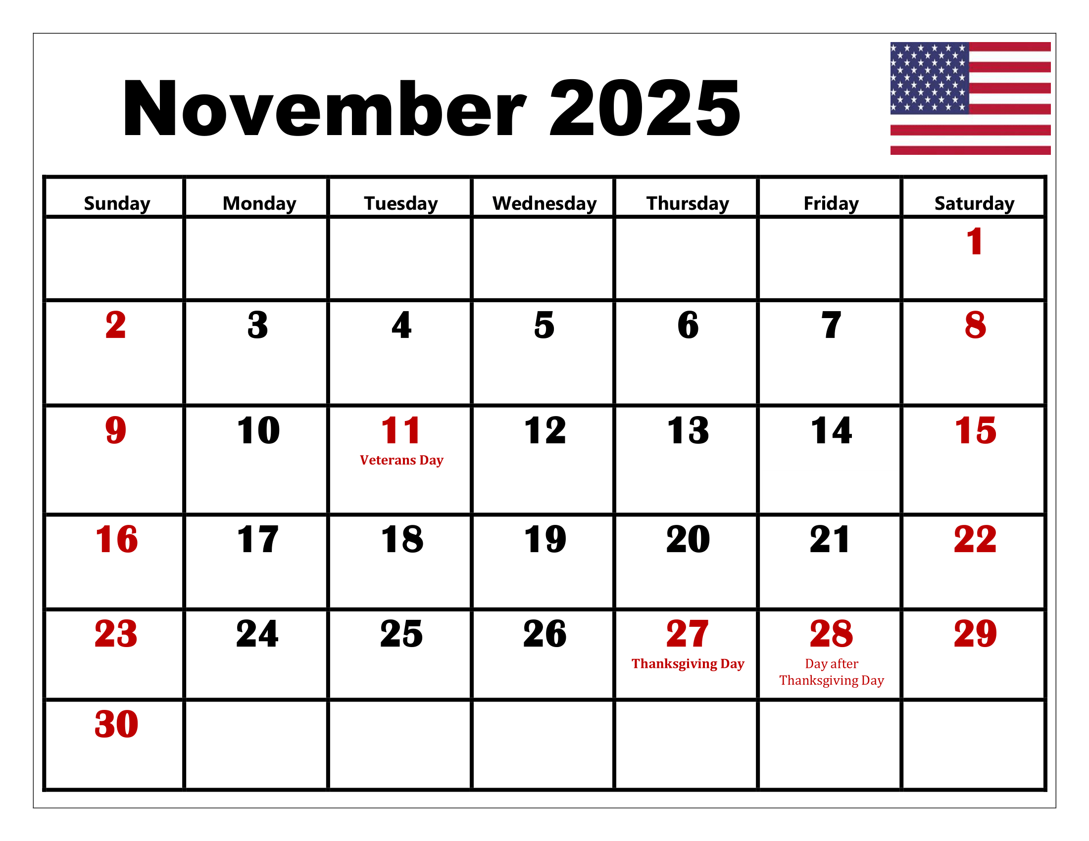 November 2025 Calendar Printable Pdf Template With Holidays inside November 2025 Calendar with Holidays
