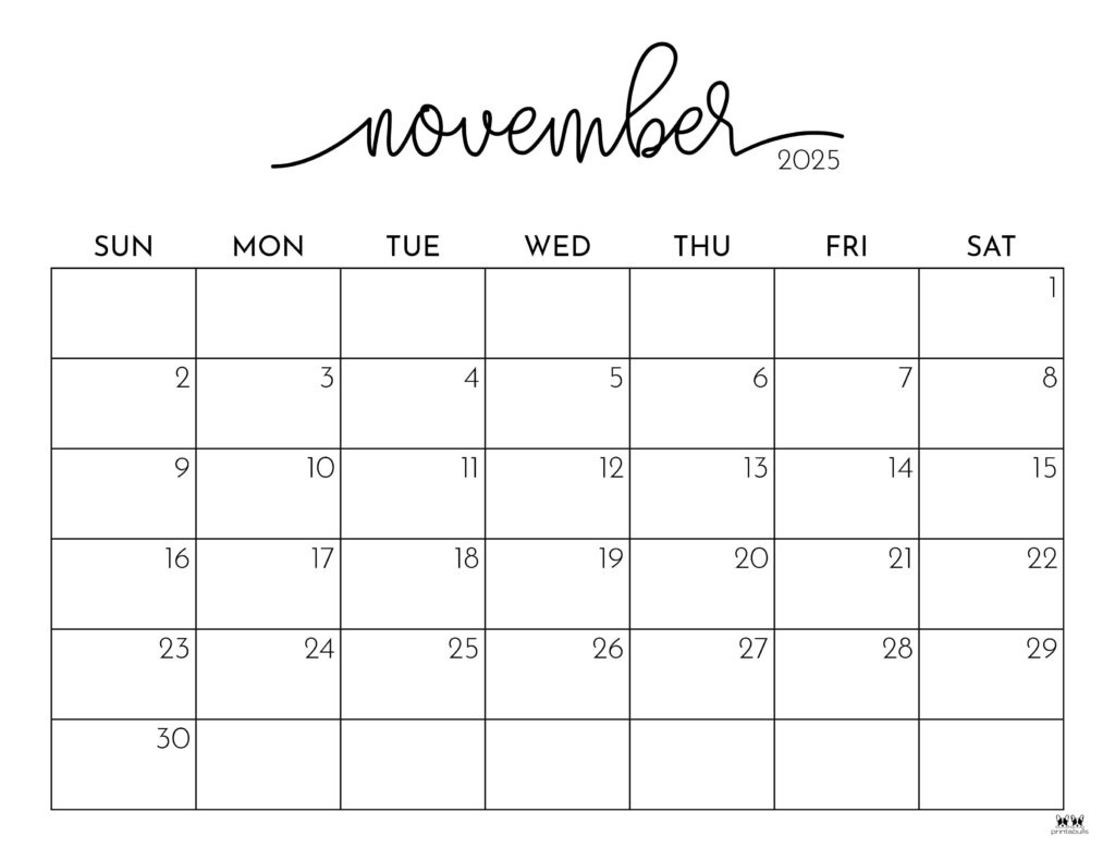 November 2025 Calendars - 107 Free Printables | Printabulls pertaining to Printable Calendar November 2025 Free Download